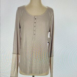 Free People  Long Sleeve Henley Top Large